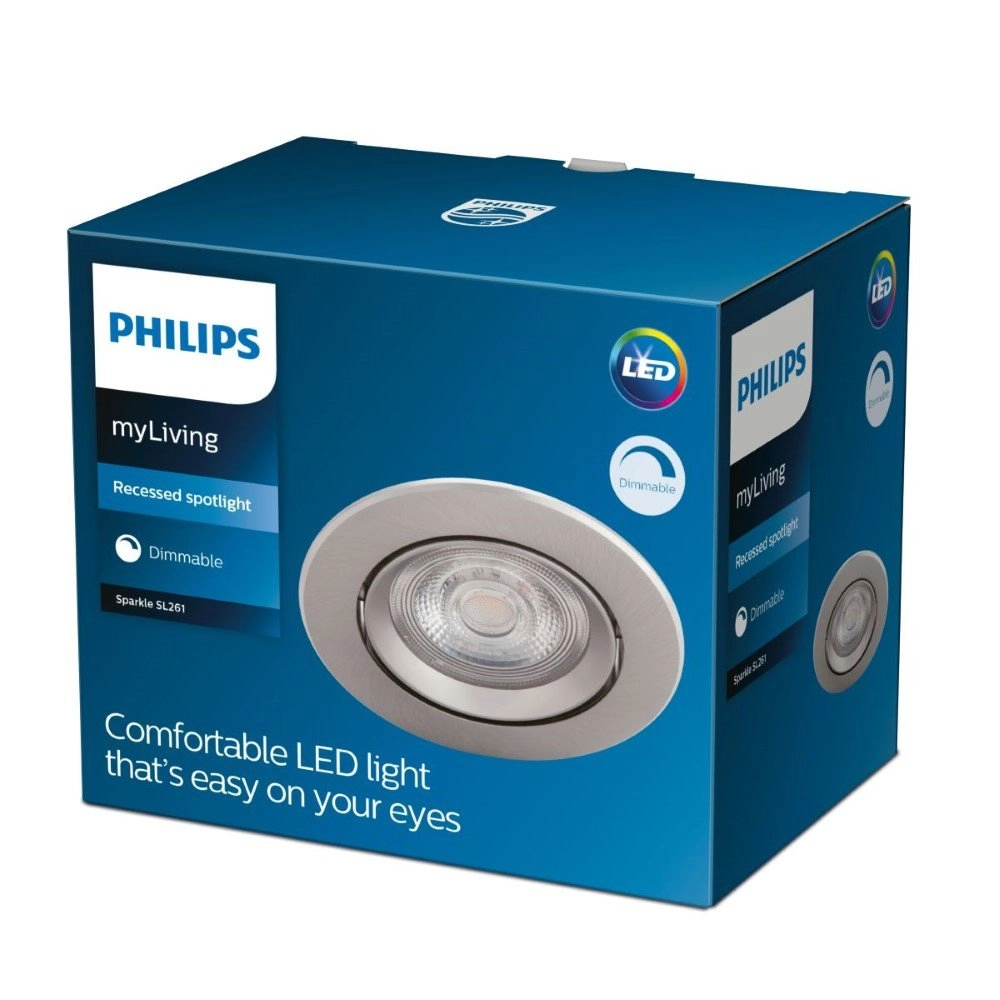 Led inbouwspot Sparkle 5w - 2700K - 8,5cm metaalgrijs Philips 8718699755621