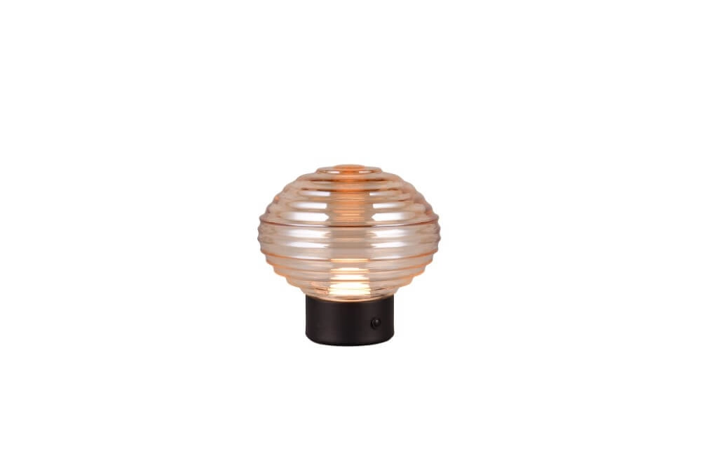 Oplaadbare tafellamp zwart Earl amber glas Trio 4017807601923