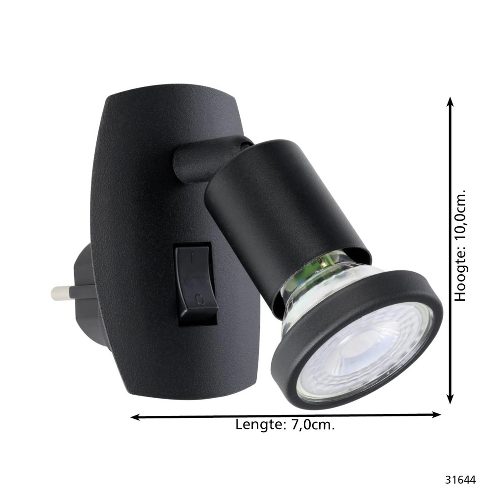 Stekker wandlamp Parrini schakelaar - zwart