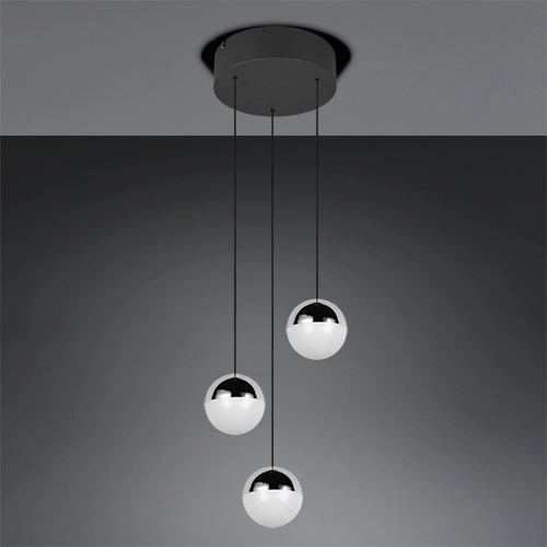3-lichts hanglamp Senta rond chroom Trio 4017807685824