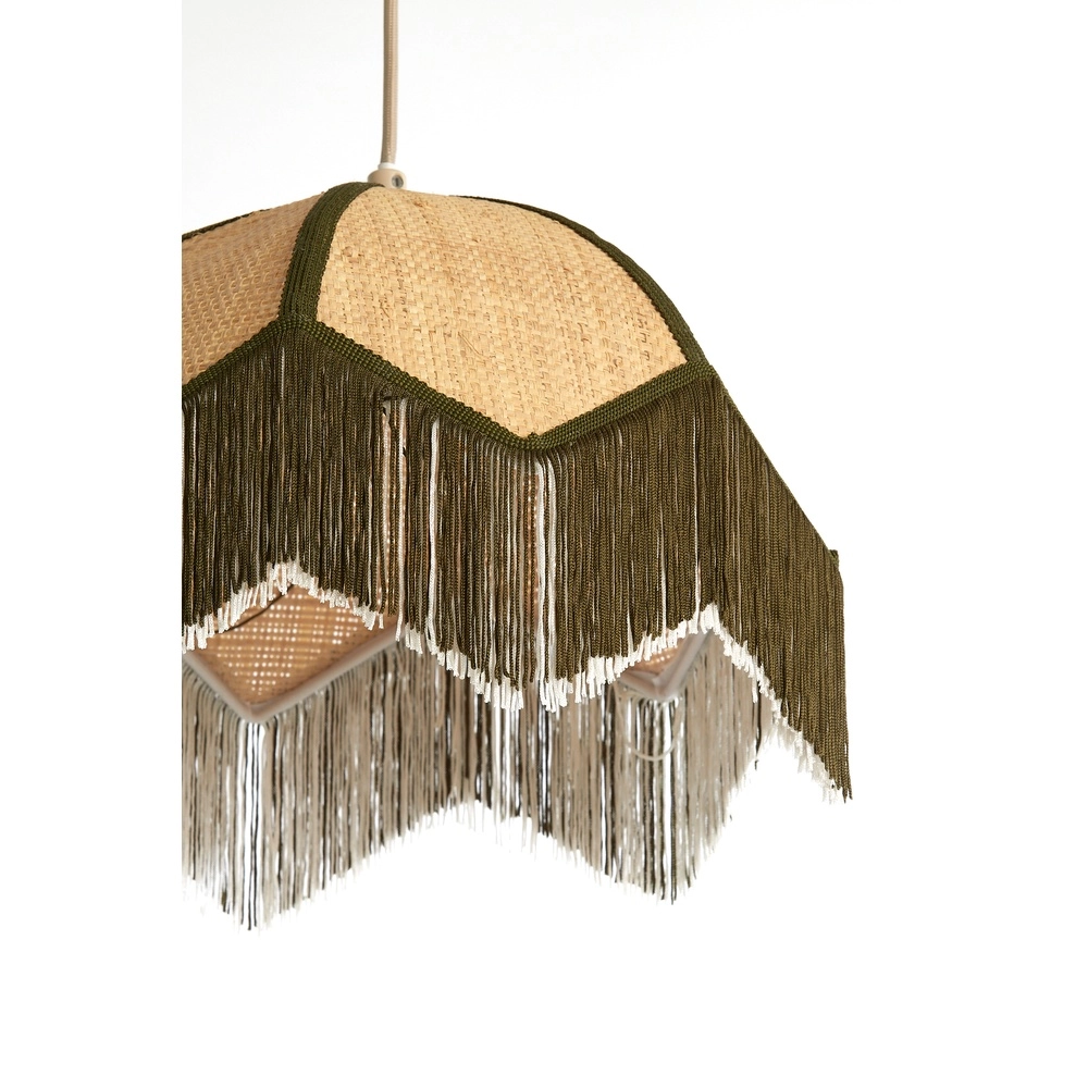 Ø 35cm hanglamp Sulina raffia met groen Light & Living 8717807762377