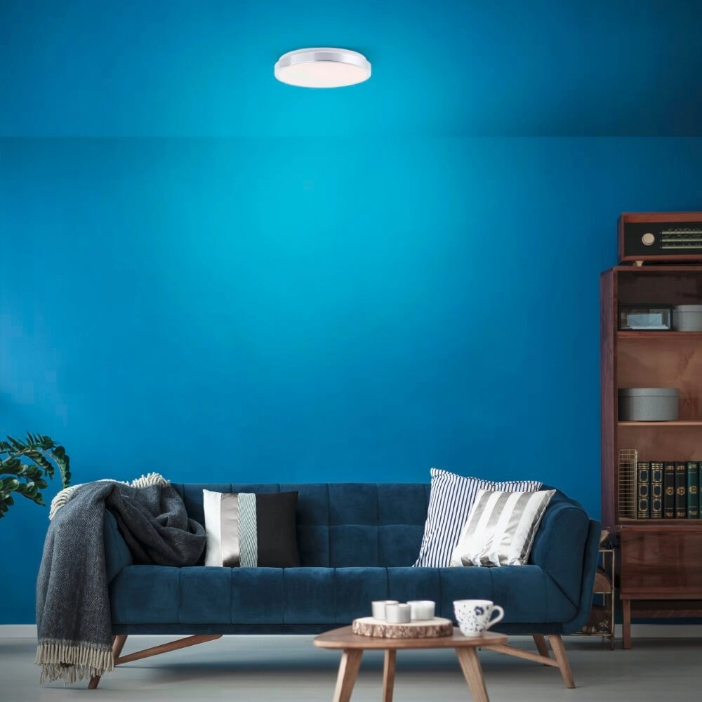 Nikkel plafondlamp Livius met wit Ø 33cm Brilliant 4004353426476