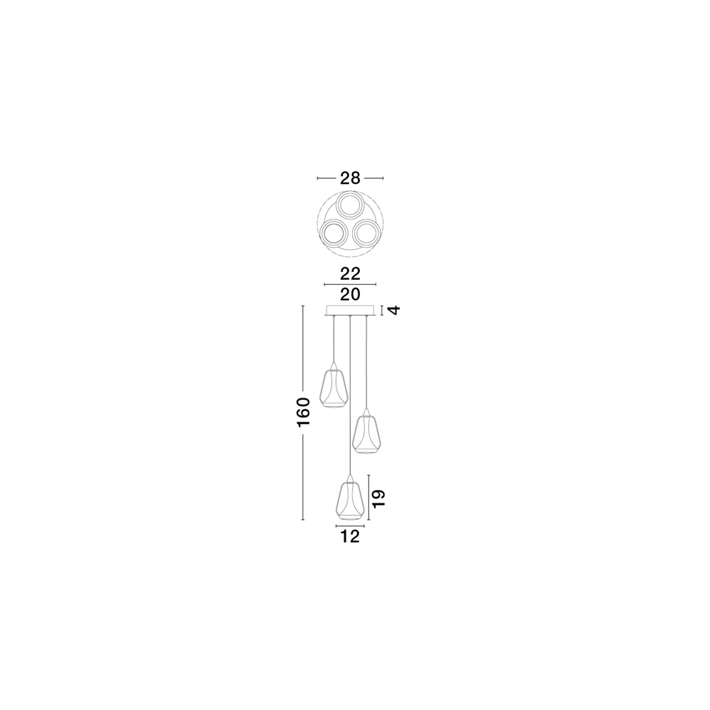 Design hanglamp Alish 3-lichts amber glas Lyora 5212017477712