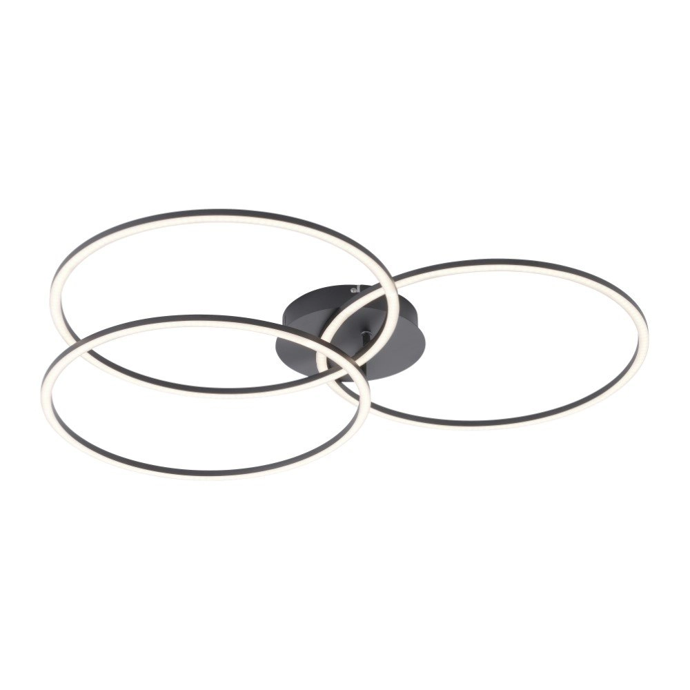 Moderne plafondlamp Ivanka 3-rings zwart Moderne plafondlamp Ivanka 3-rings zwart