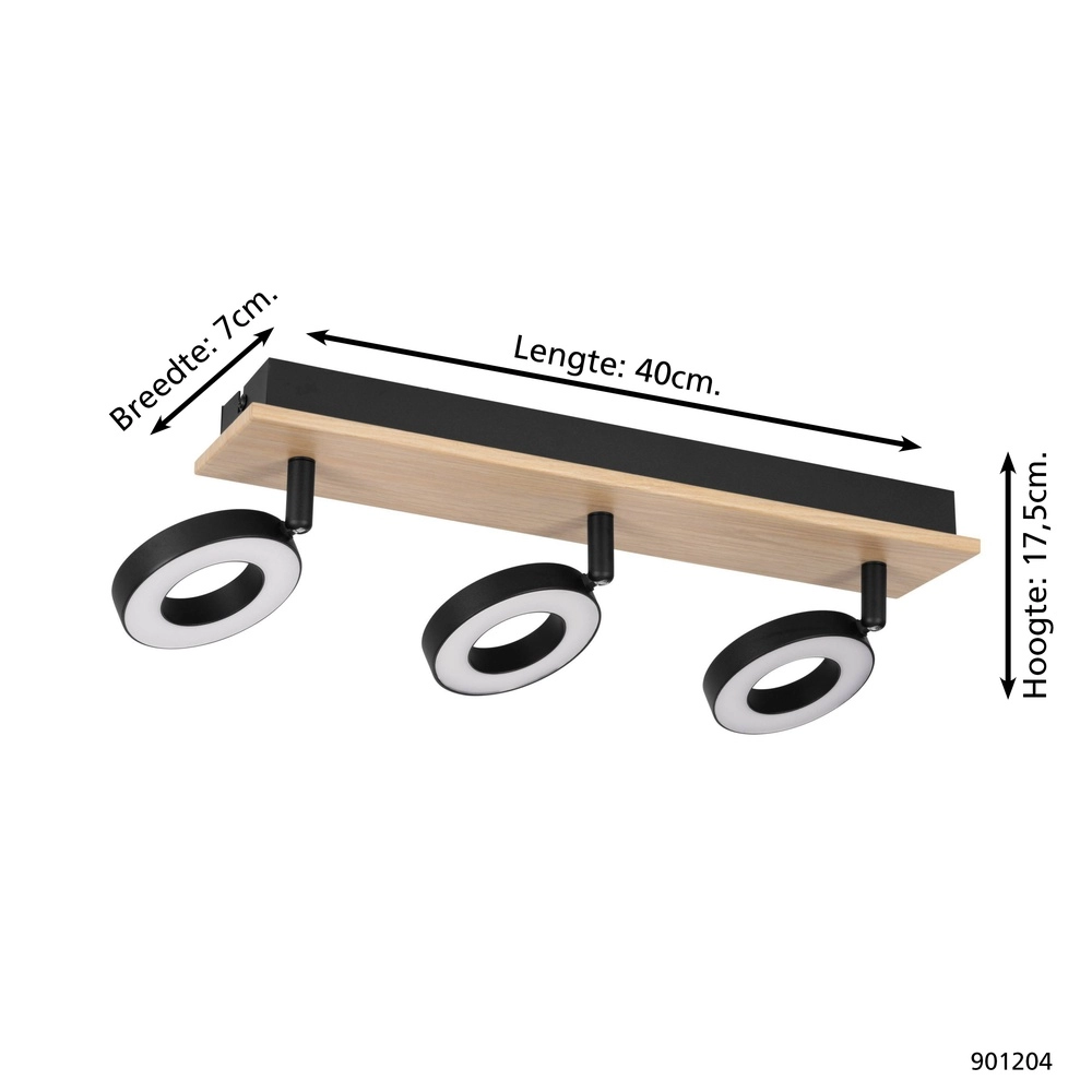 Led plafondlamp Rielves 3-lichts met hout Eglo 9008606313723