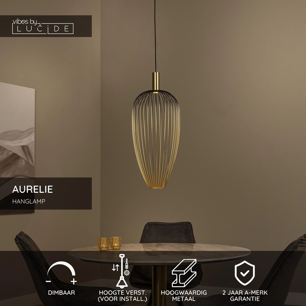 Draadlamp Aurelie Ø 30cm goud Lucide Vibes 5411212212283
