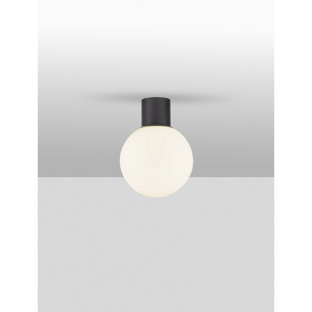 Plafondlamp Spix antraciet met wit bol glas Plafondlamp Spix antraciet met wit bol glas