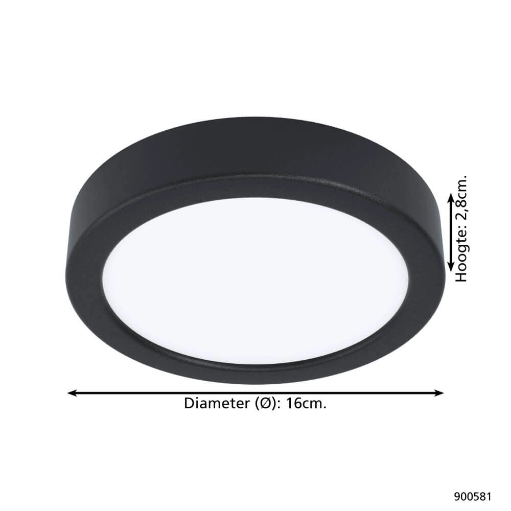 Zwarte plafonnière Fueva 5 Ø 16cm Eglo 9008606244812