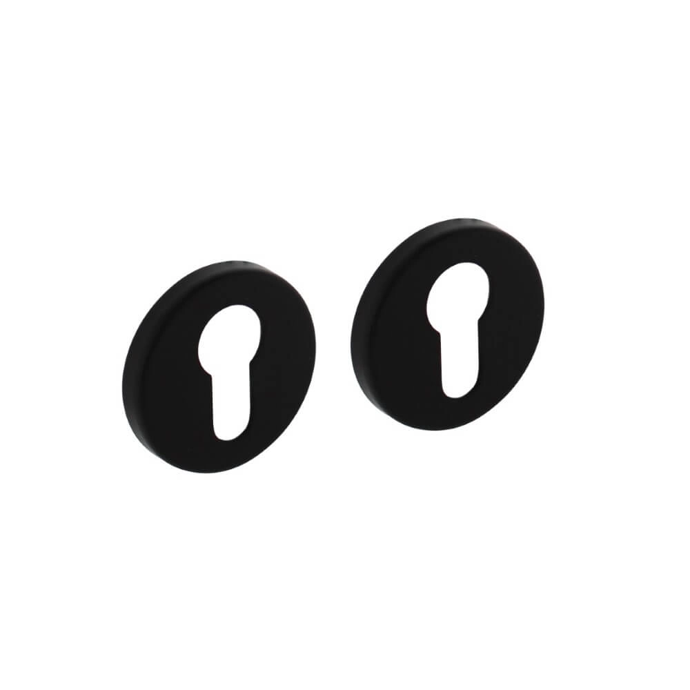 Set van 2 cilinderrozetten Tira rond zwart aluminium