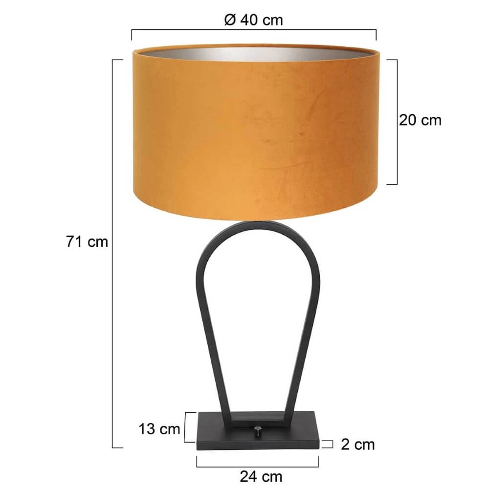 Zwarte schemerlamp Stang met gouden velours kap Steinhauer 8712746166859