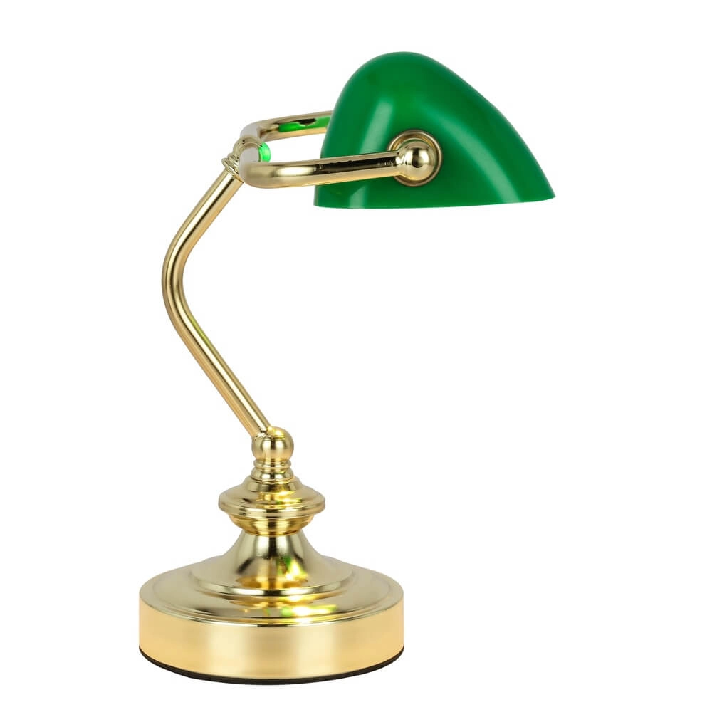 Klassieke bureaulamp Antique goud met groen glas Globo 9007371357451