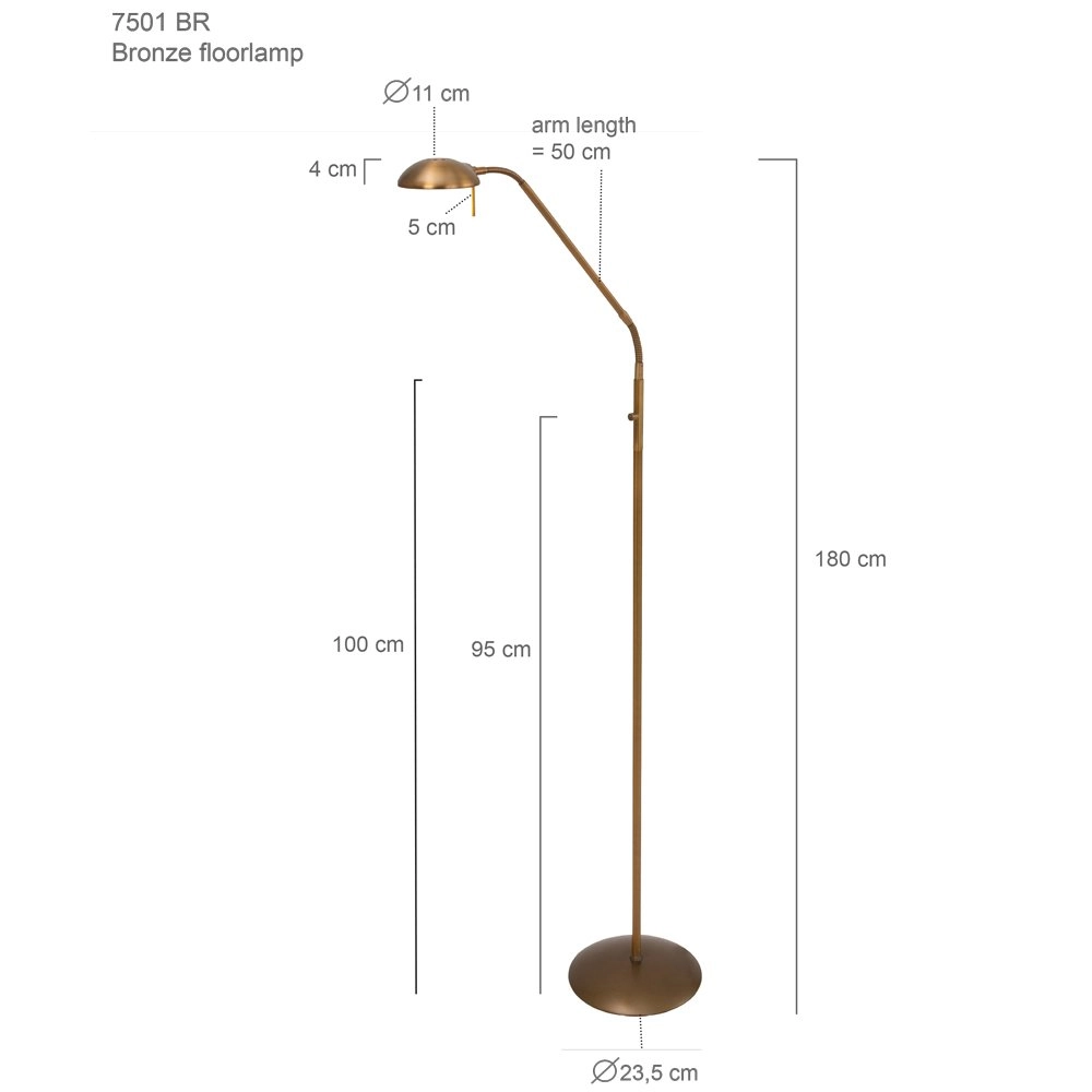 Vloerlamp Mexlite 180cm - 2700K bronsbruin Steinhauer 8712746096361