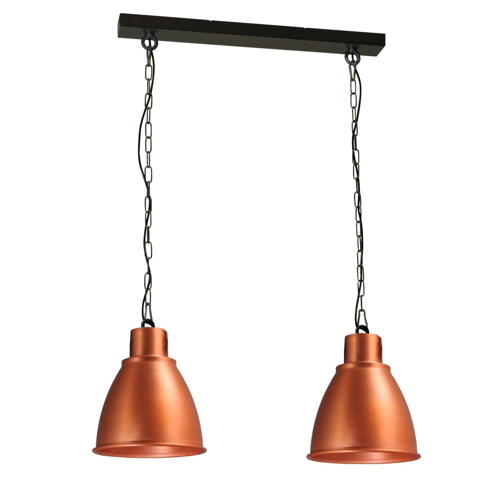 Roodkoperen eetkamerlamp Industria 2x27 roodkoper met zwart Roodkoperen eetkamerlamp Industria 2x27 roodkoper met zwart