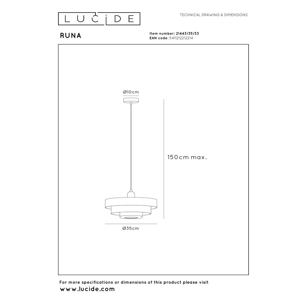 Design hanglamp Runa groen Ø 35cm Lucide 5411212212214