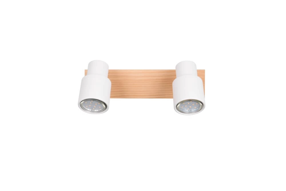 2-lichts plafondlamp Pierre wit met hout Trio 4017807638165