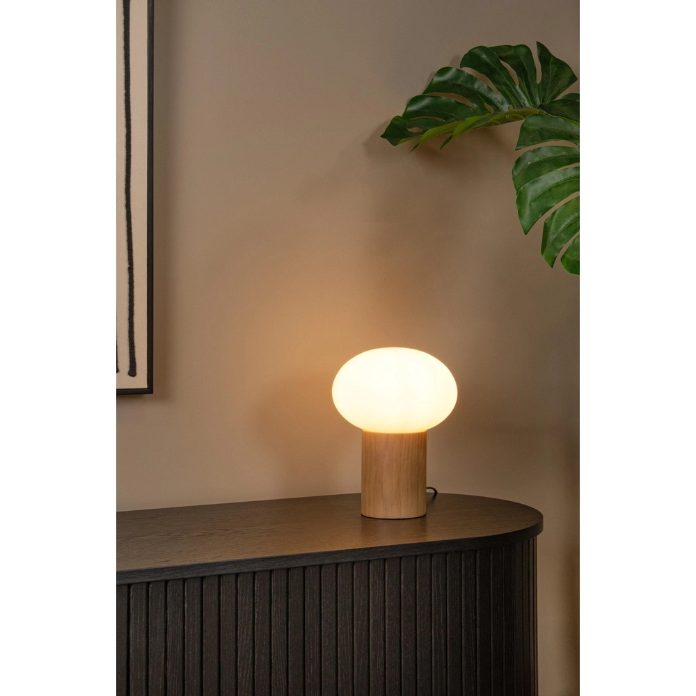 Scandinavische tafellamp Birtle licht hout met wit Lucide 5411212051714