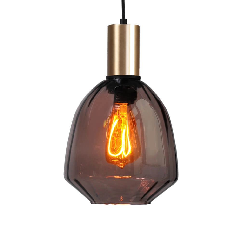 Hanglamp goud Porto met Nicolette red glas - Ø 20cm Hanglamp goud Porto met Nicolette red glas - Ø 20cm