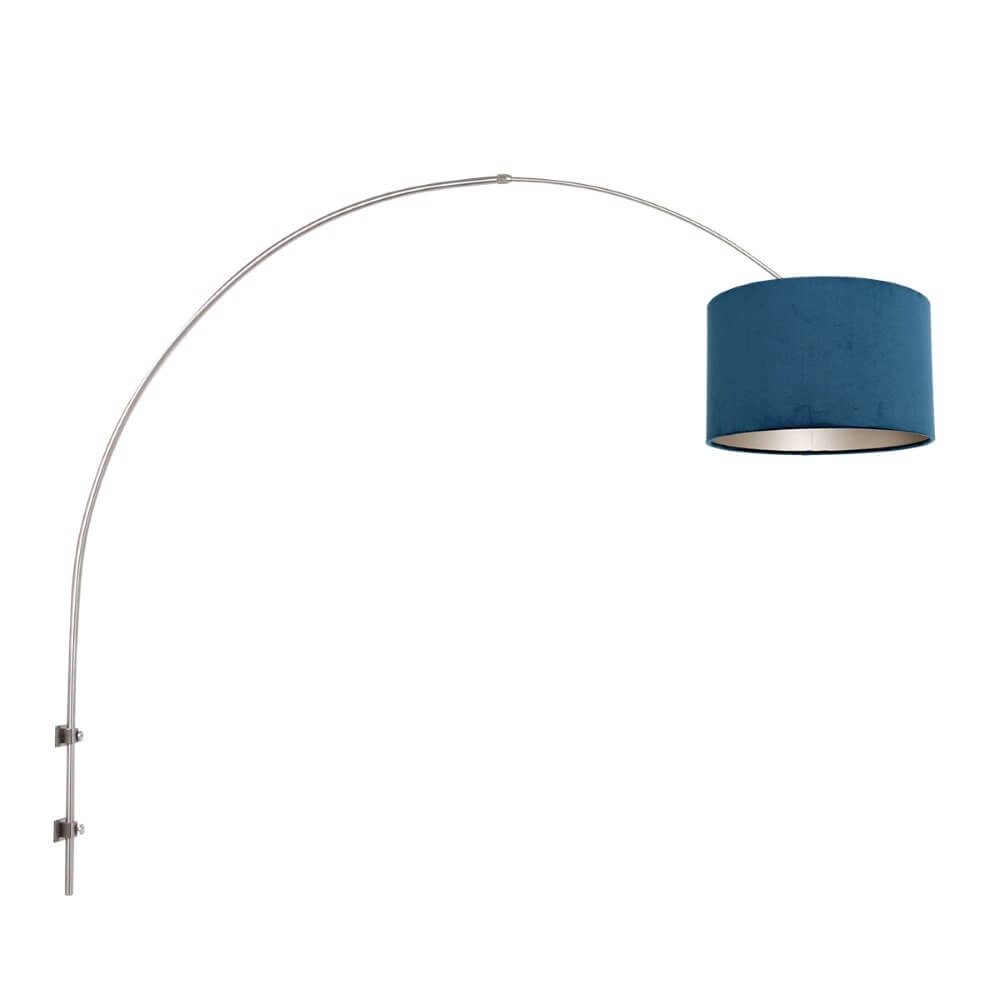 Wand booglamp Sparkled RVS met blauw Wand booglamp Sparkled RVS met blauw