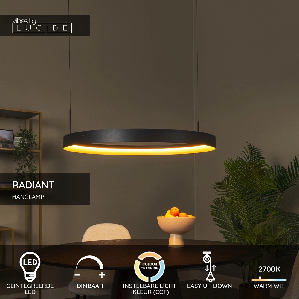 Design hanglamp Radiant zwart Ø 80cm Lucide Vibes 5411212461131