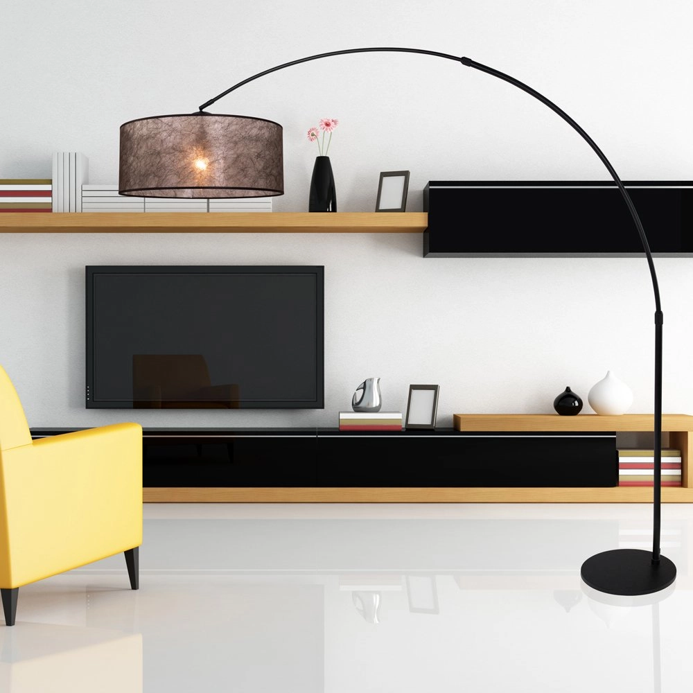 Booglamp Stresa zwart met sizoflor lampenkap Steinhauer 8712746106671