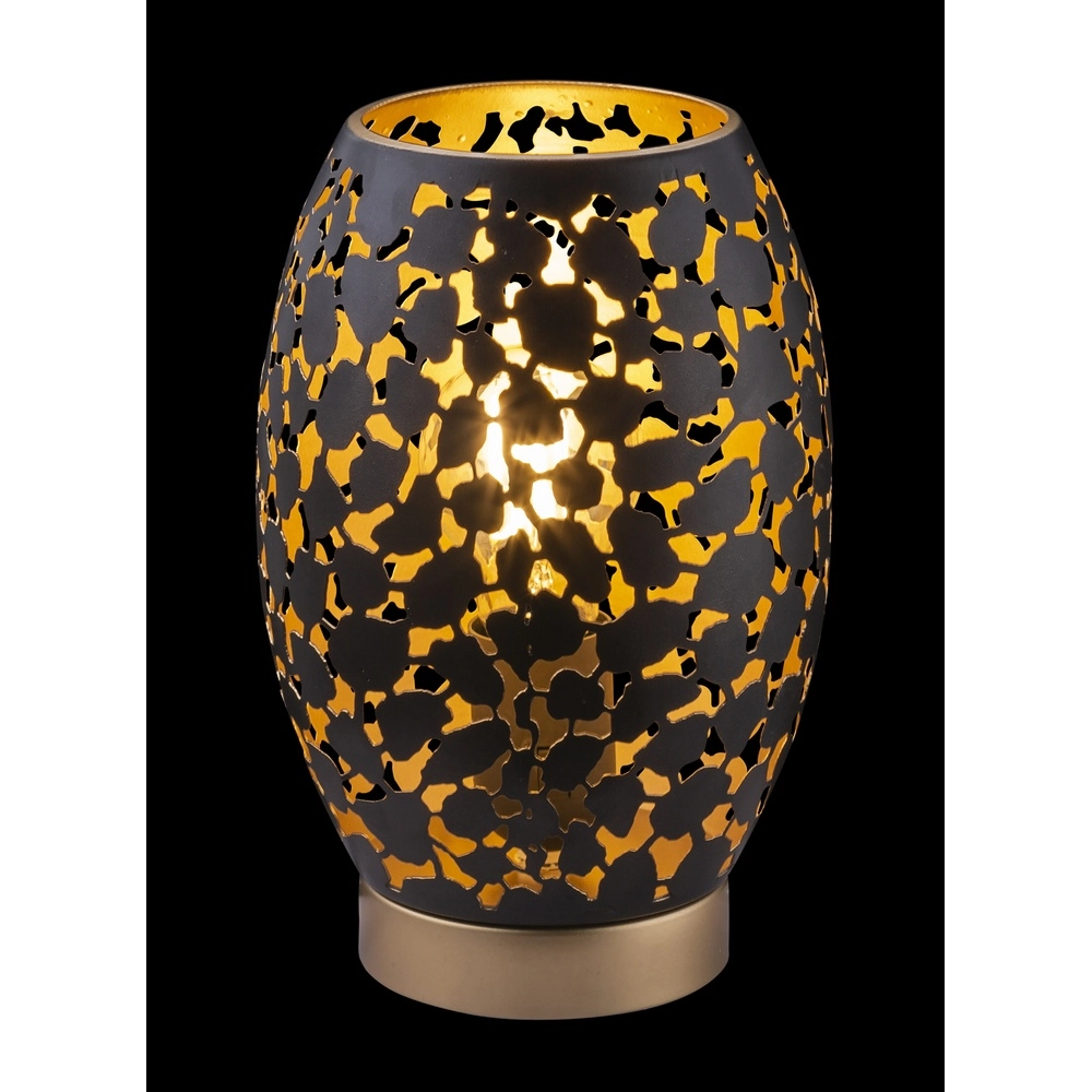 Tafellamp Narri zwart met goud - grove gaatjes Globo 9007371378555
