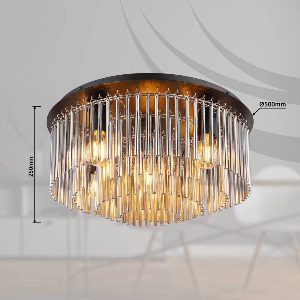 Zwarte plafondlamp Gorley met glas Ø 32cm Globo 9007371448951