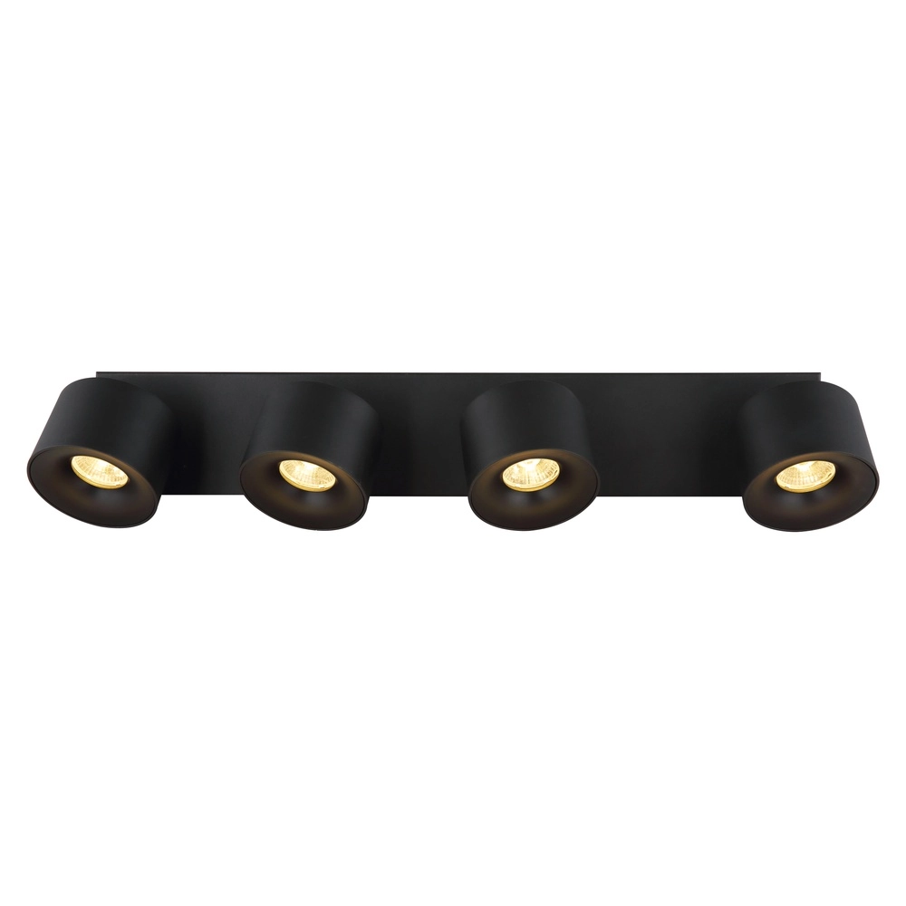 Strakke plafondlamp Rae 4-lichts zwart Globo 9007371459643