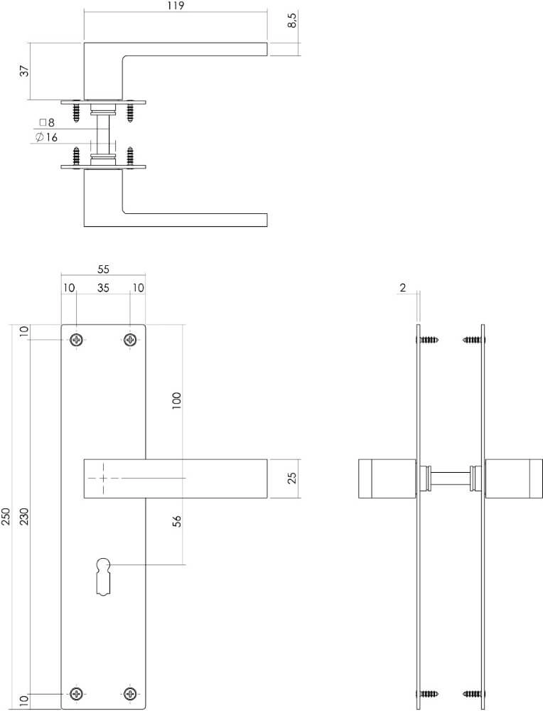 Moderne deurklink Amsterdam sleutelgat RVS Intersteel 8714186489727