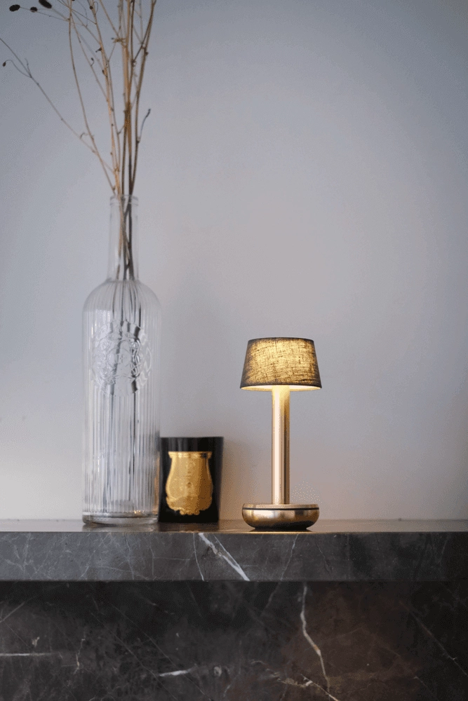 Oplaadbare tafellamp Two Gold Emerald linnen Humble 7446023312356