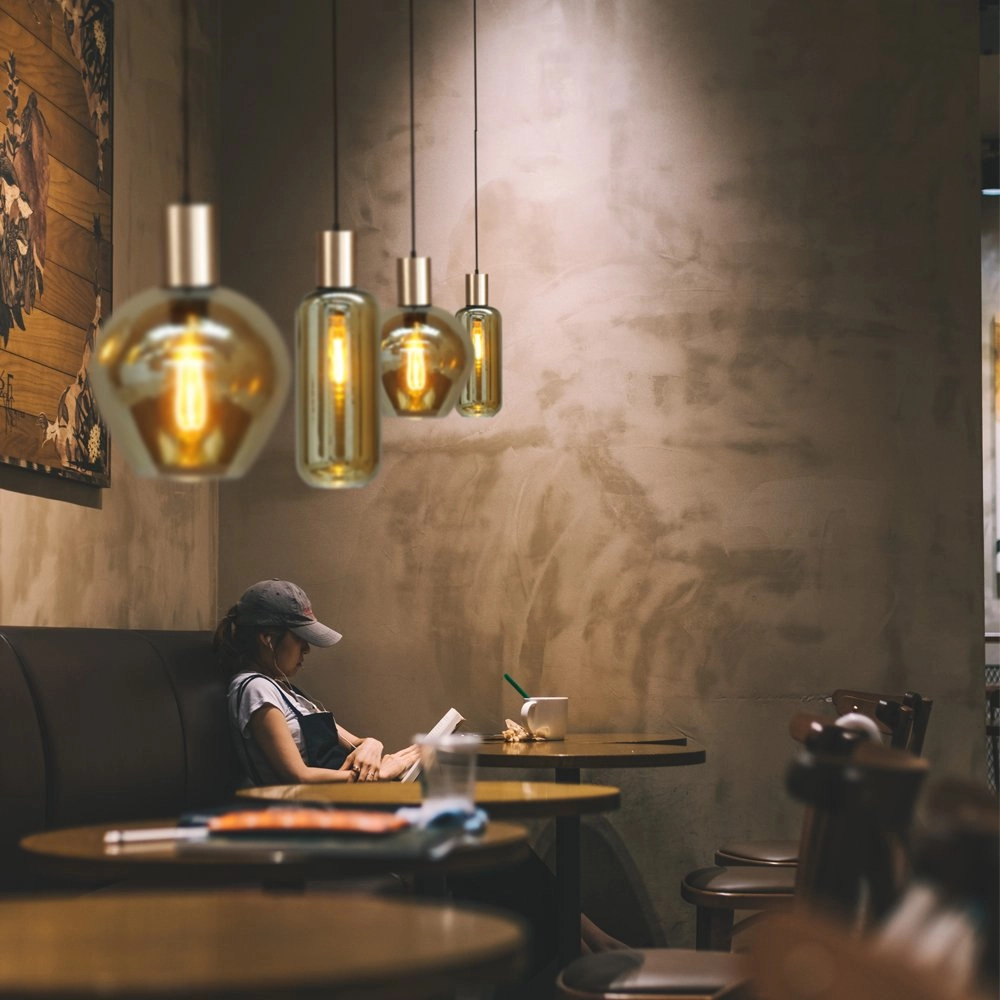 Zwarte pendel hanglamp Bounty goud met rond glas Masterlight 8718121248417