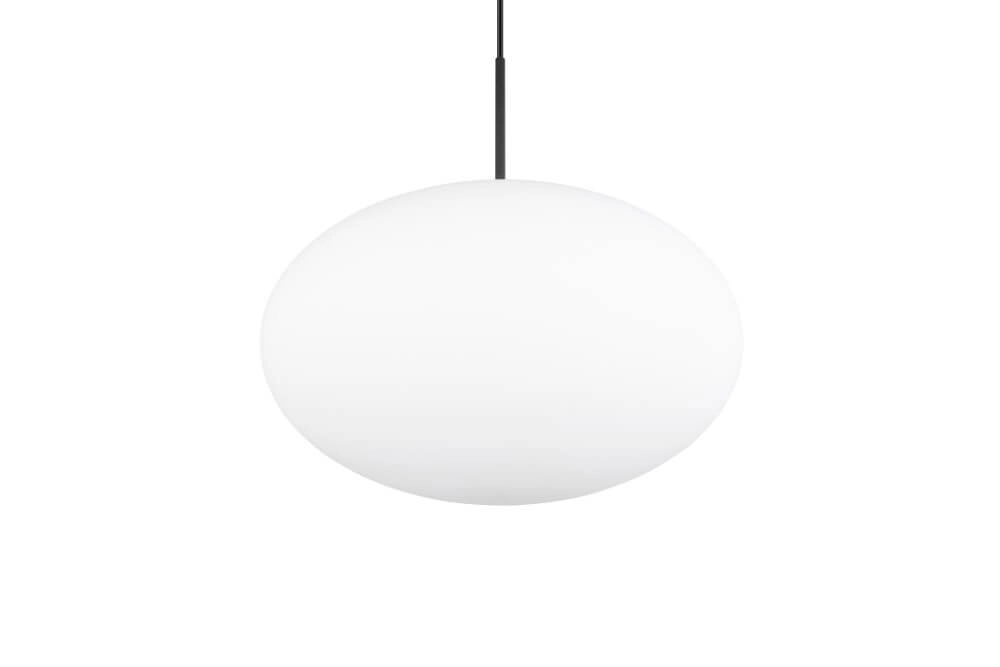 Ovale hanglamp Fomento Ø 40cm - zwart met wit glas Trio 4017807616224