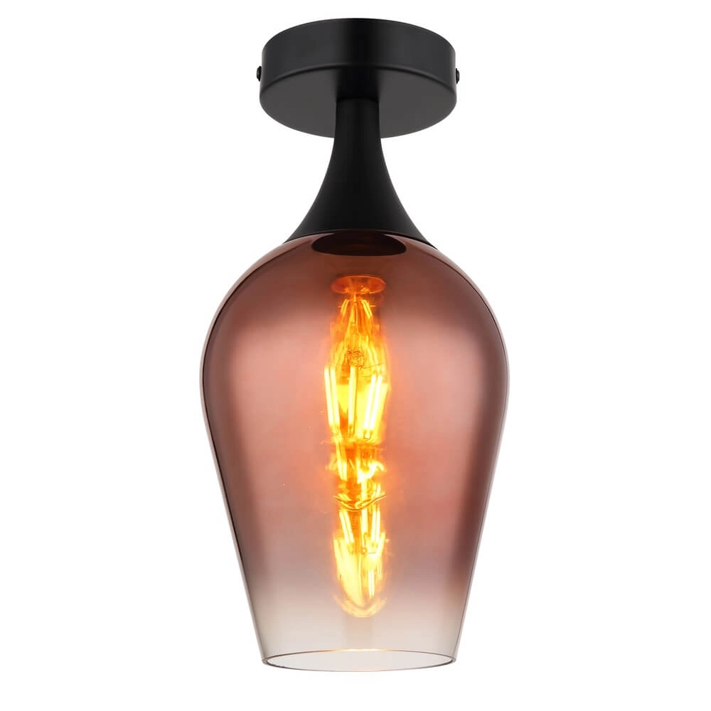 Plafondlamp Lavus rood glas Ø 15cm