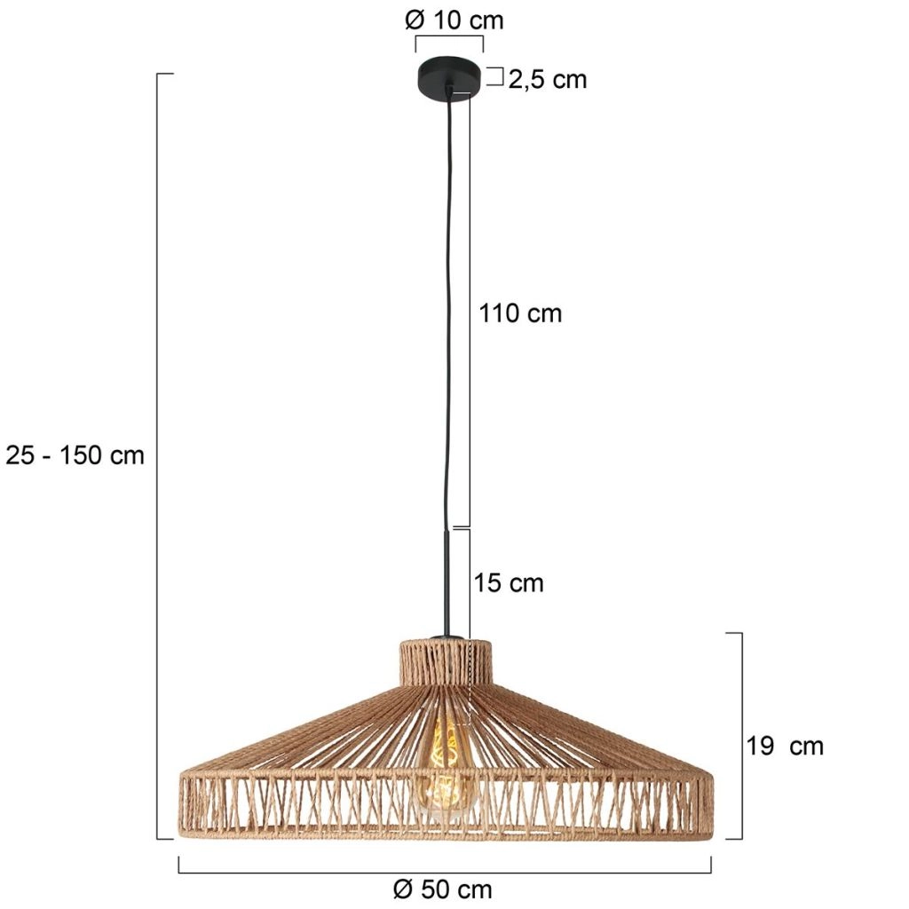 Hanglamp Ropex met rotan kap Ø50cm Steinhauer 8712746182767