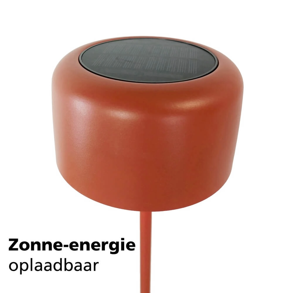 Strakke terraslamp Roccanova solar rood met usb Eglo 9008606355105