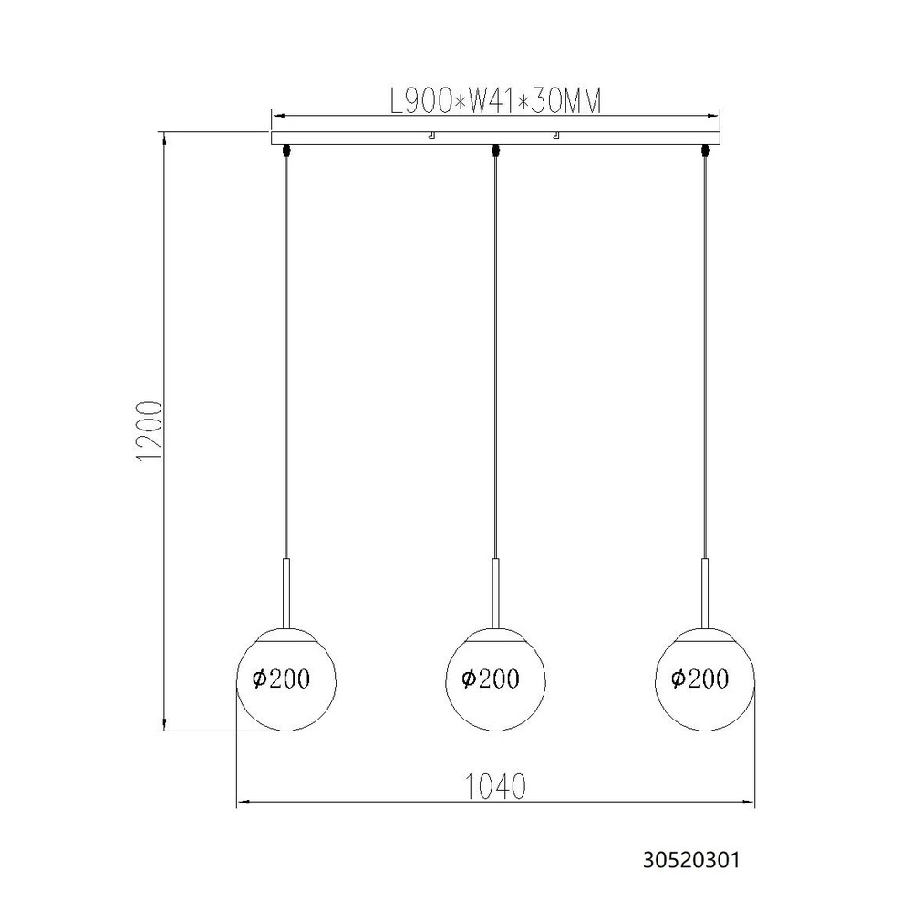 Design hanglamp Kop nikkel 3-lichts recht Globo 9007371516995