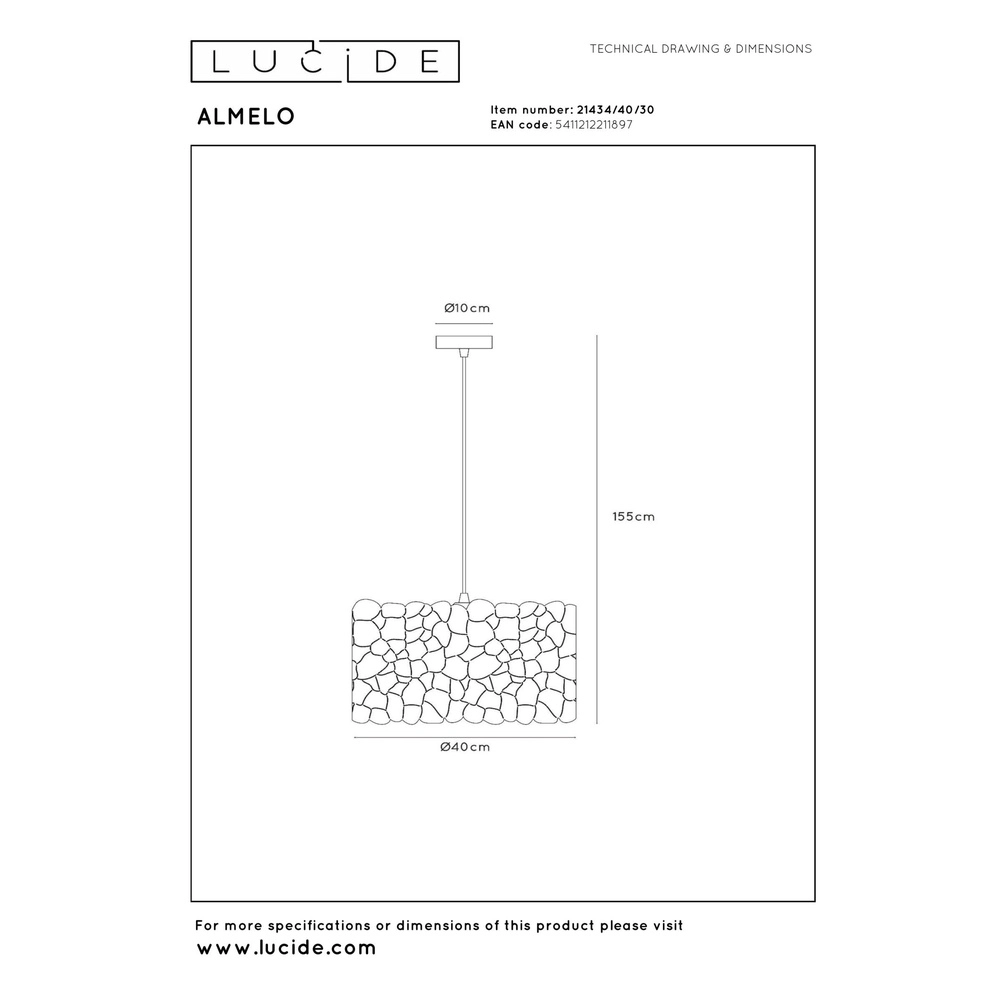 Hanglamp Almelo zwart met gouden binnenkant Ø 40cm Lucide 5411212211897