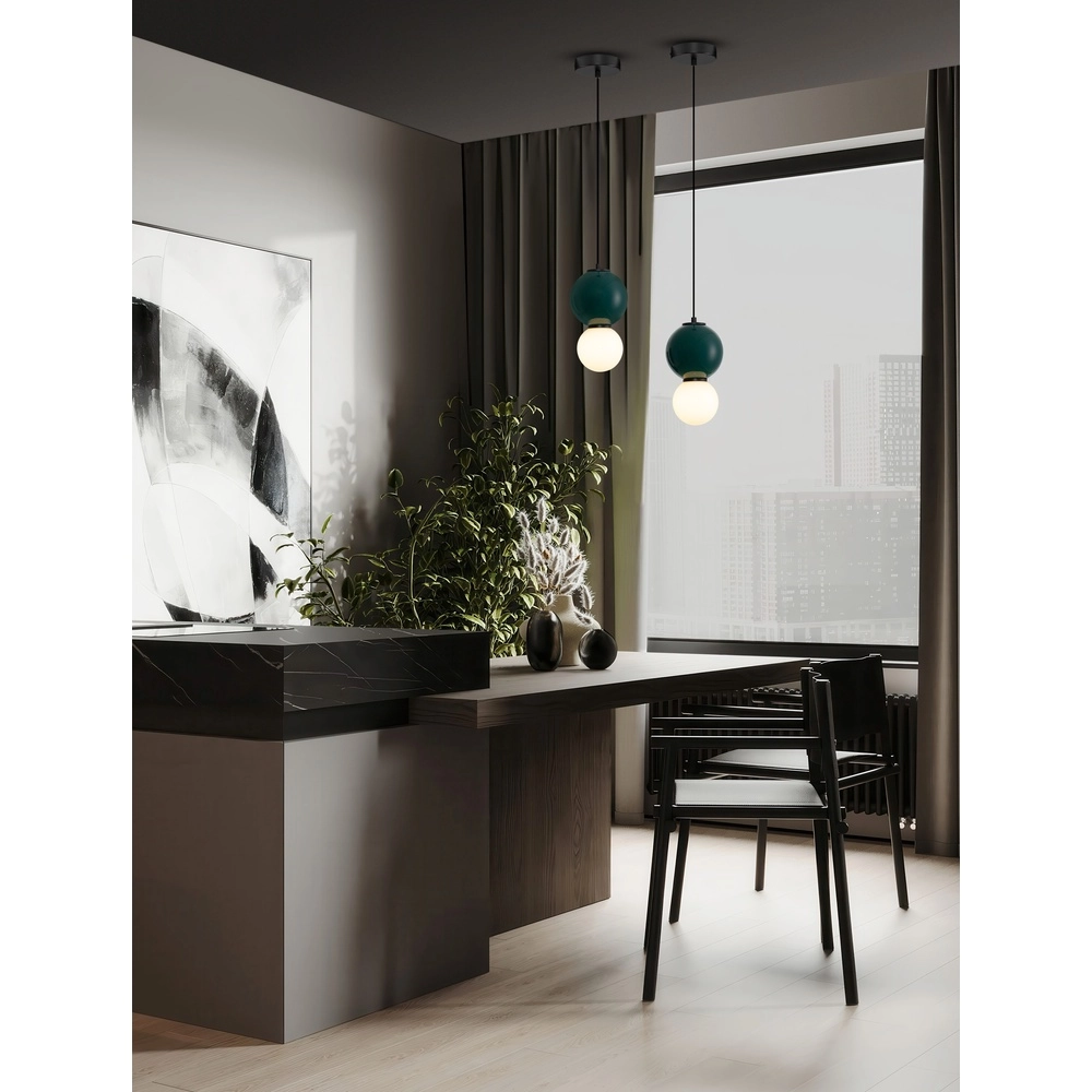 Pendant lamp Noesis Ø 15cm green with white Lyora 5212017483720