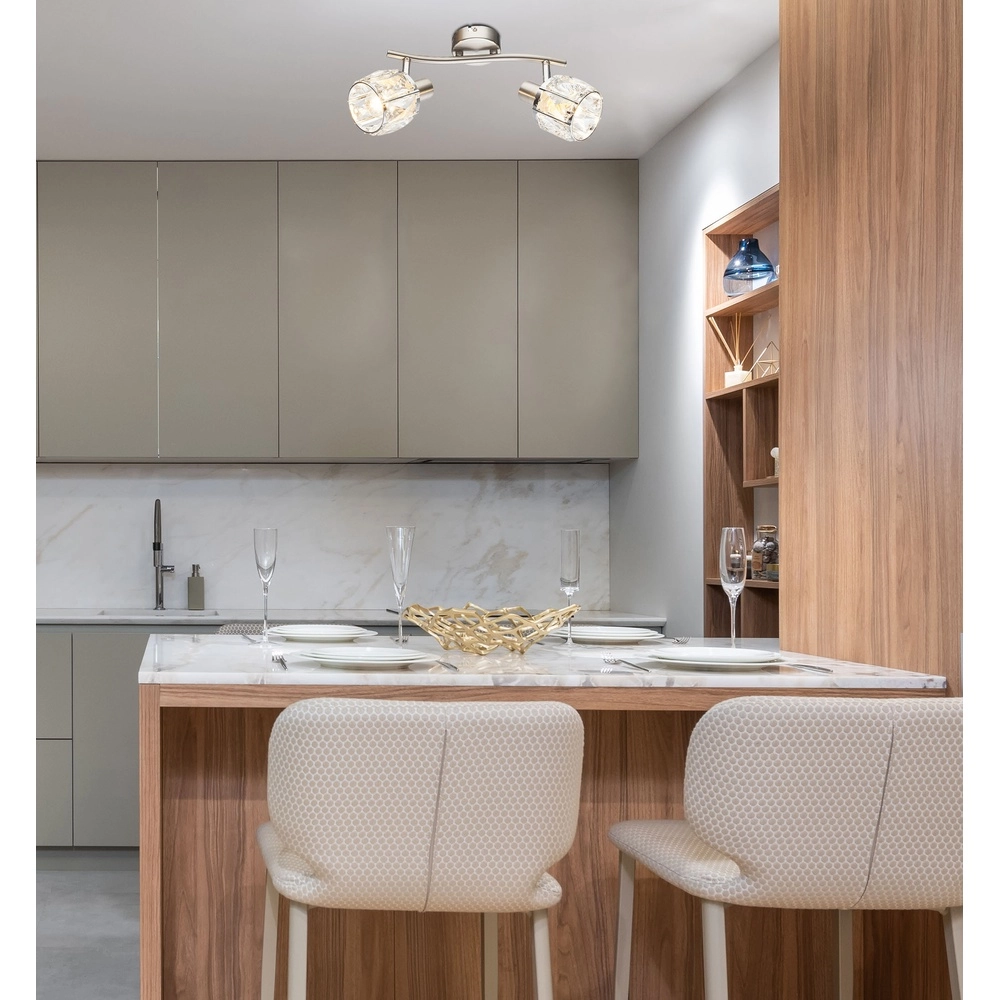 Plafondlamp Kris 2-lichts nikkel Globo 9007371360253