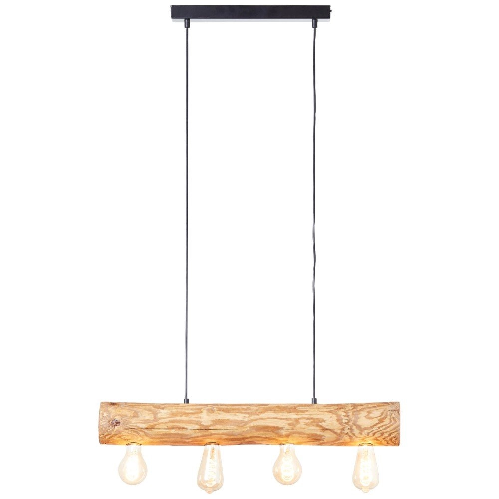 Houten hanglamp Trabo 4-lichts hout met zwart Brilliant 4004353393518