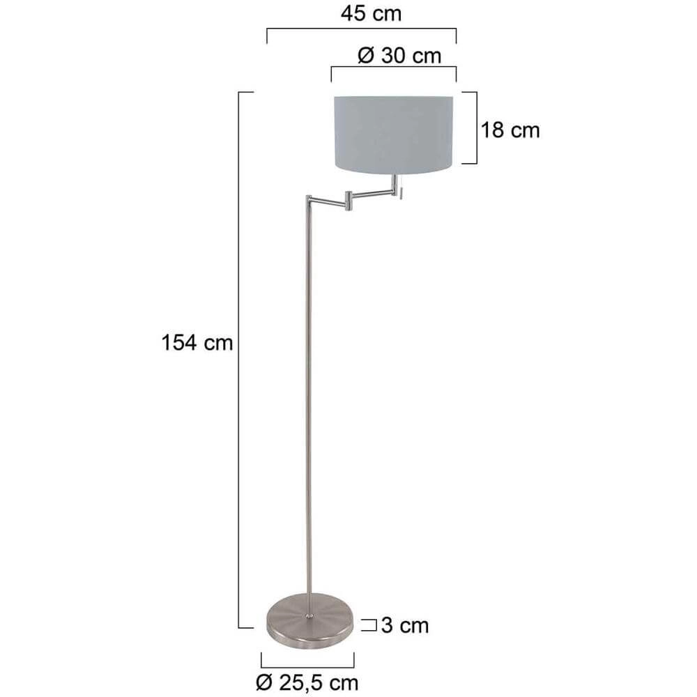 Vloerlamp Bella metaal met lichtblauwe kap Steinhauer 8712746174564