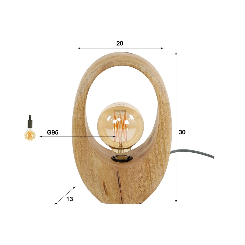 Mango houten tafellamp Arch 1x E27 - 30cm Lyora 8716803511453