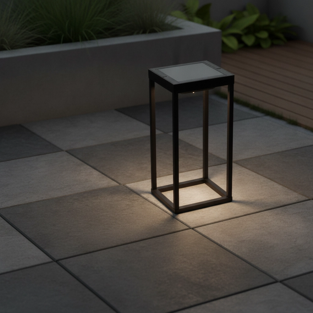 Strakke tafellamp Tegolo antraciet solar