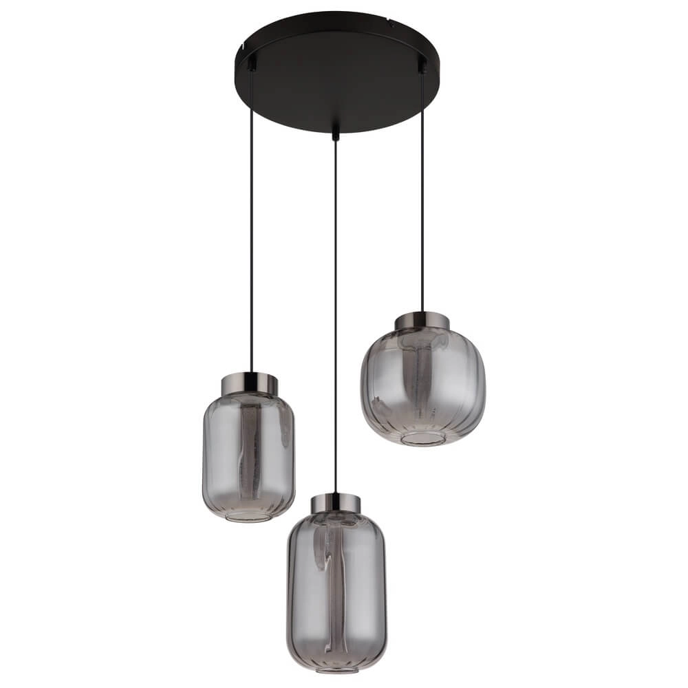 Ronde hanglamp Fluoro 3-lichts zwart Globo 9007371474349