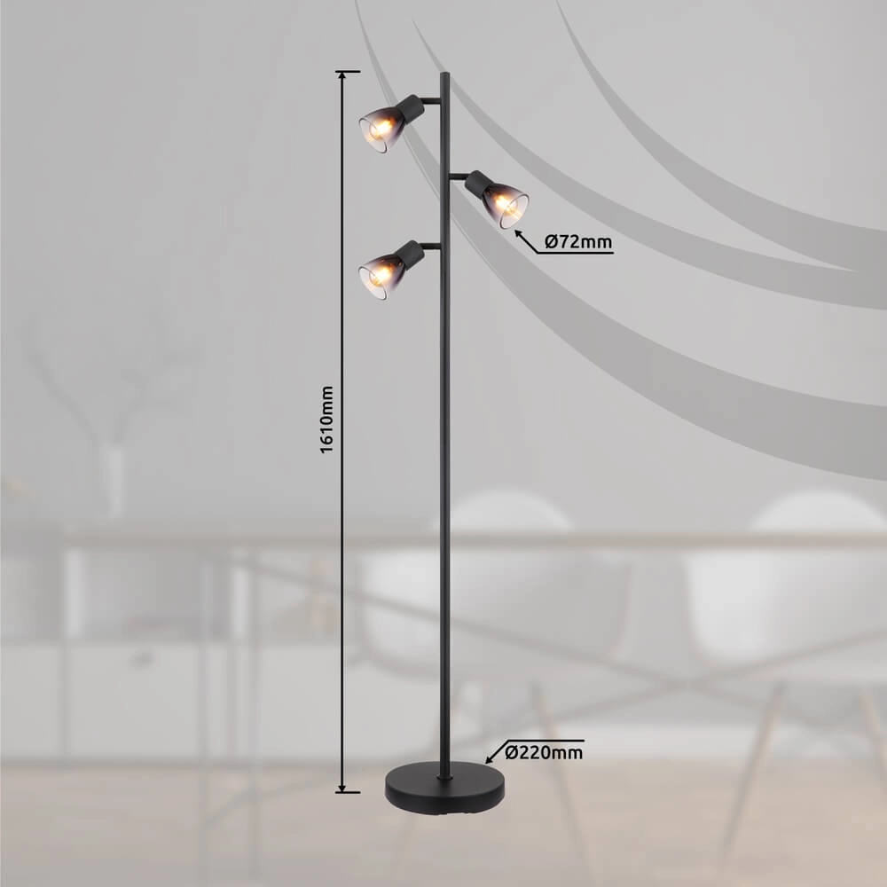 Zwarte vloerlamp Satella 3-lichts Globo 9007371455935