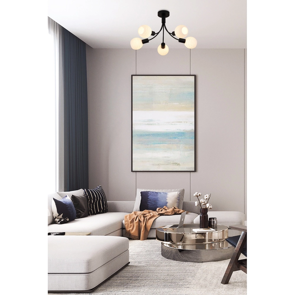 Plafondlamp Nova zwart 5-lichts Searchlight 5053423301785