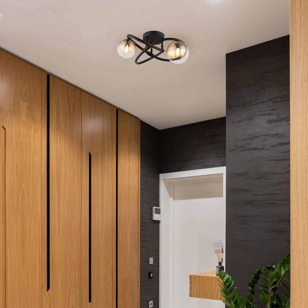 Zwarte plafondlamp Tuberius design 2-lichts Globo 9007371458431