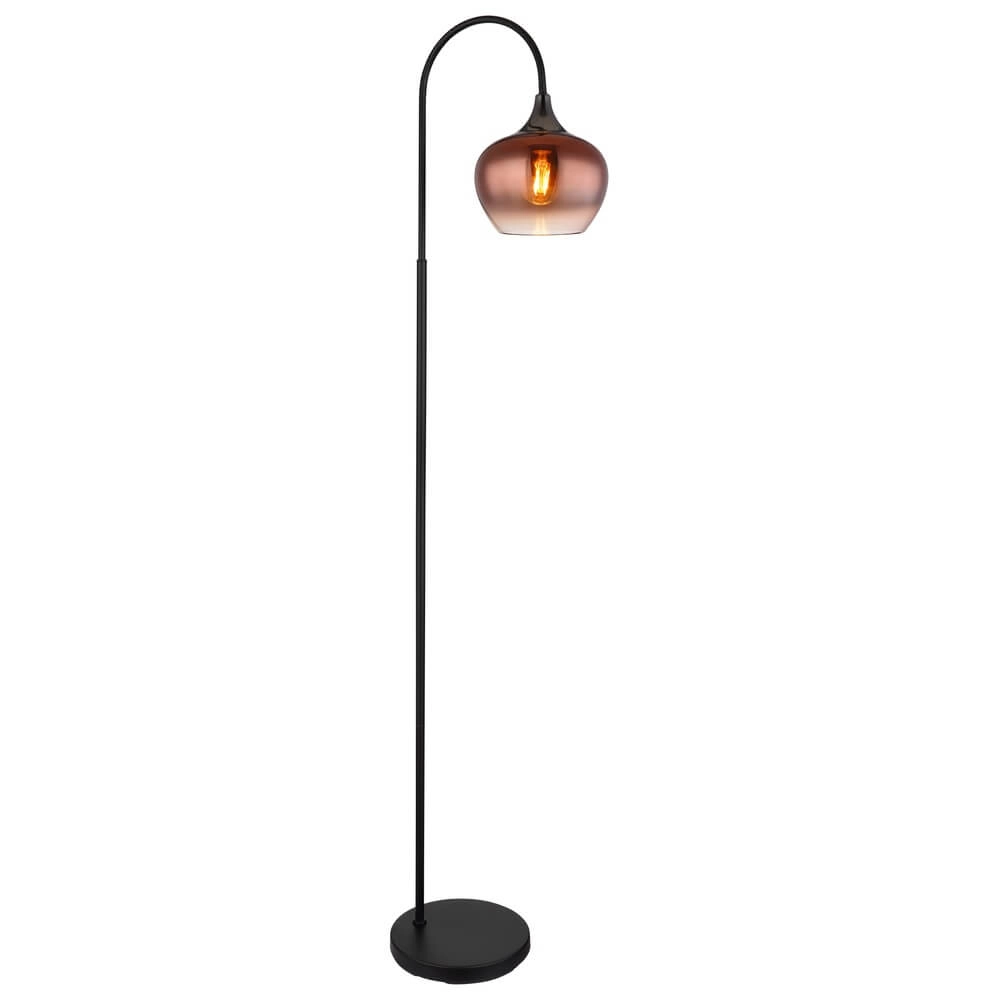 Zwarte vloerlamp Maxy met rood glas enkel