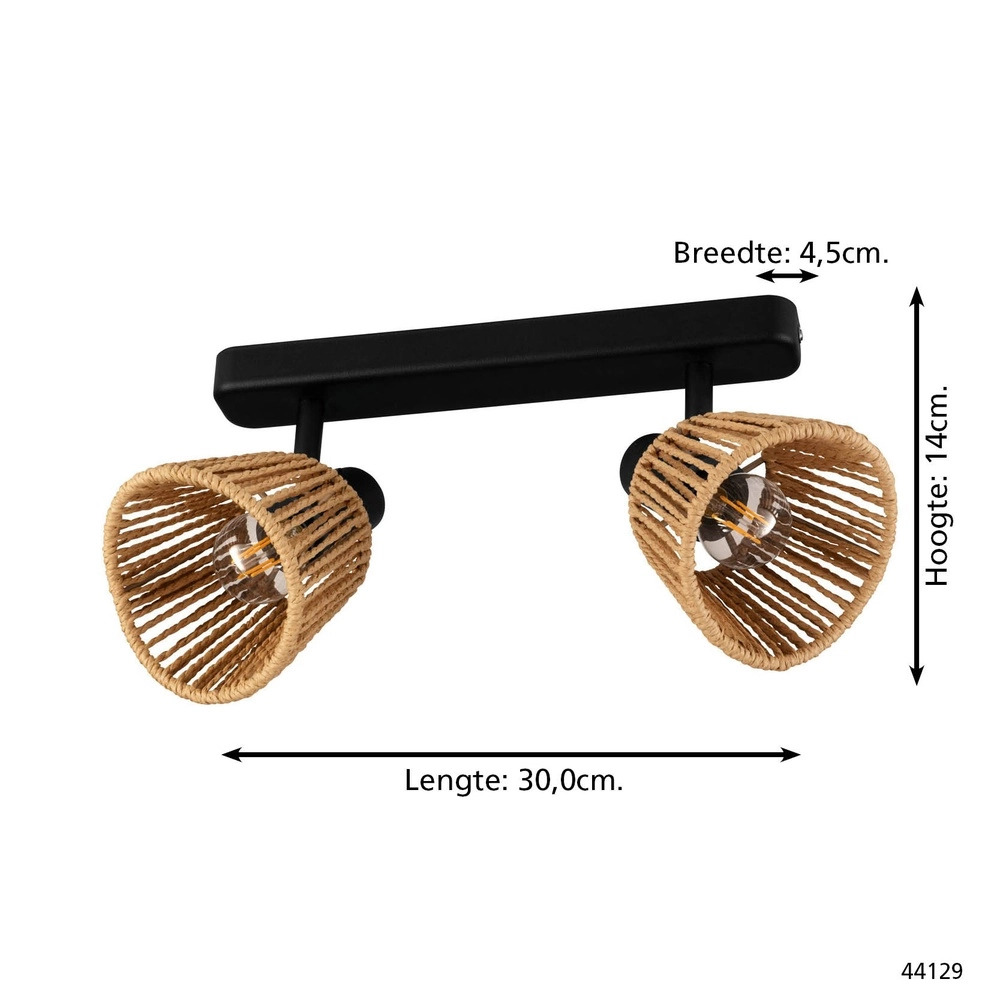 Plafondlamp Keelby rotan 2-lichts Eglo 9008606359639