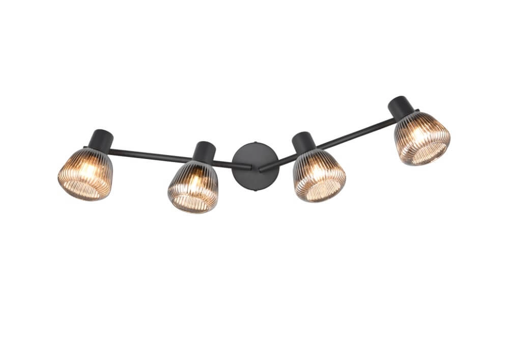 4-lichts plafondlamp Tarifa met geribbeld glas Trio 4017807615852