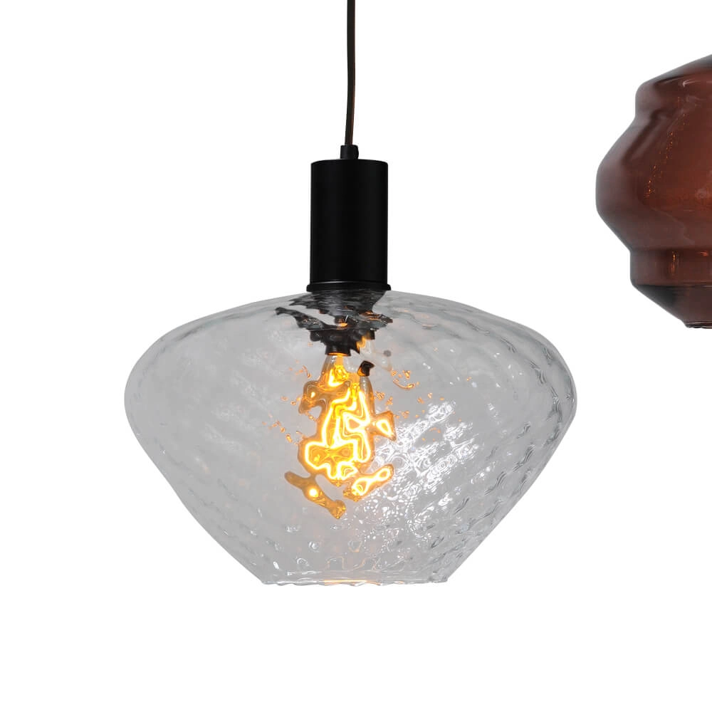 5-lichts hanglamp - zwart - Porto met verschillende glazen Masterlight 8718121270395
